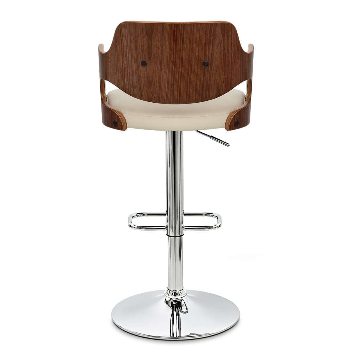Taburete Madera Cromo - Amazona Crema