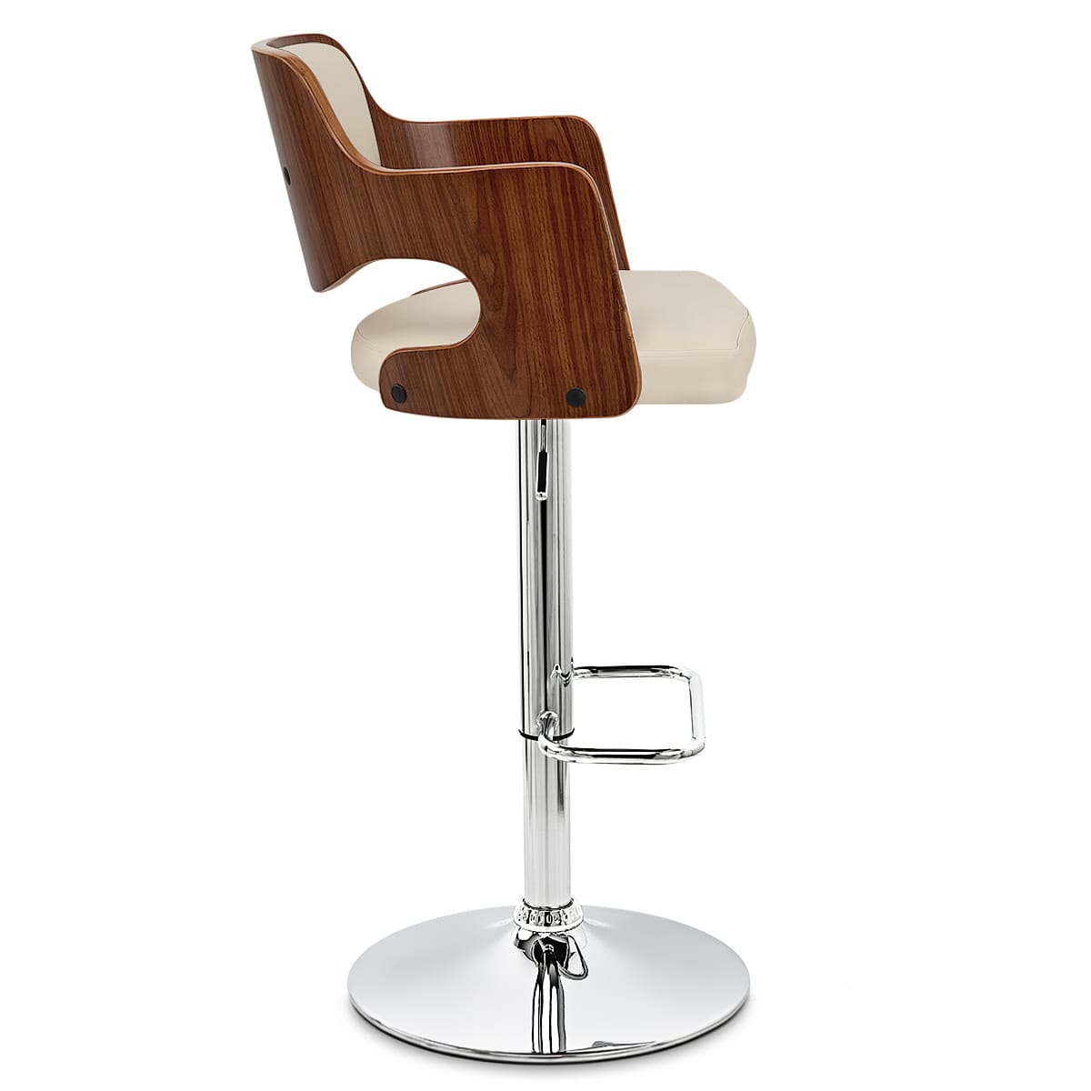 Taburete Madera Cromo - Amazona Crema