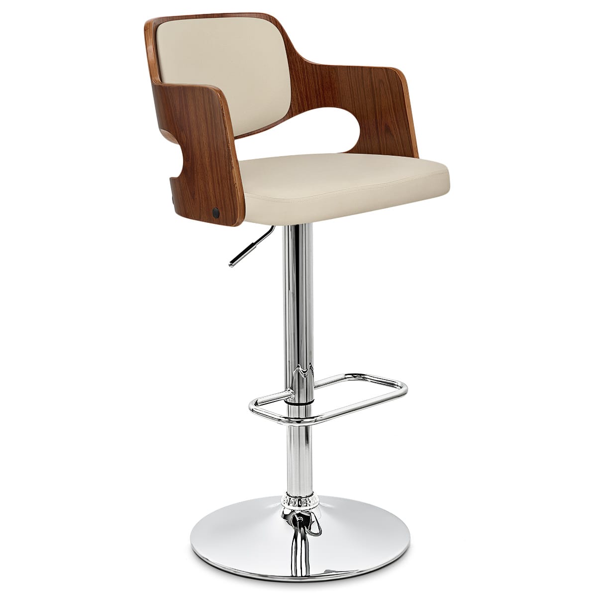Taburete Madera Cromo - Amazona Crema