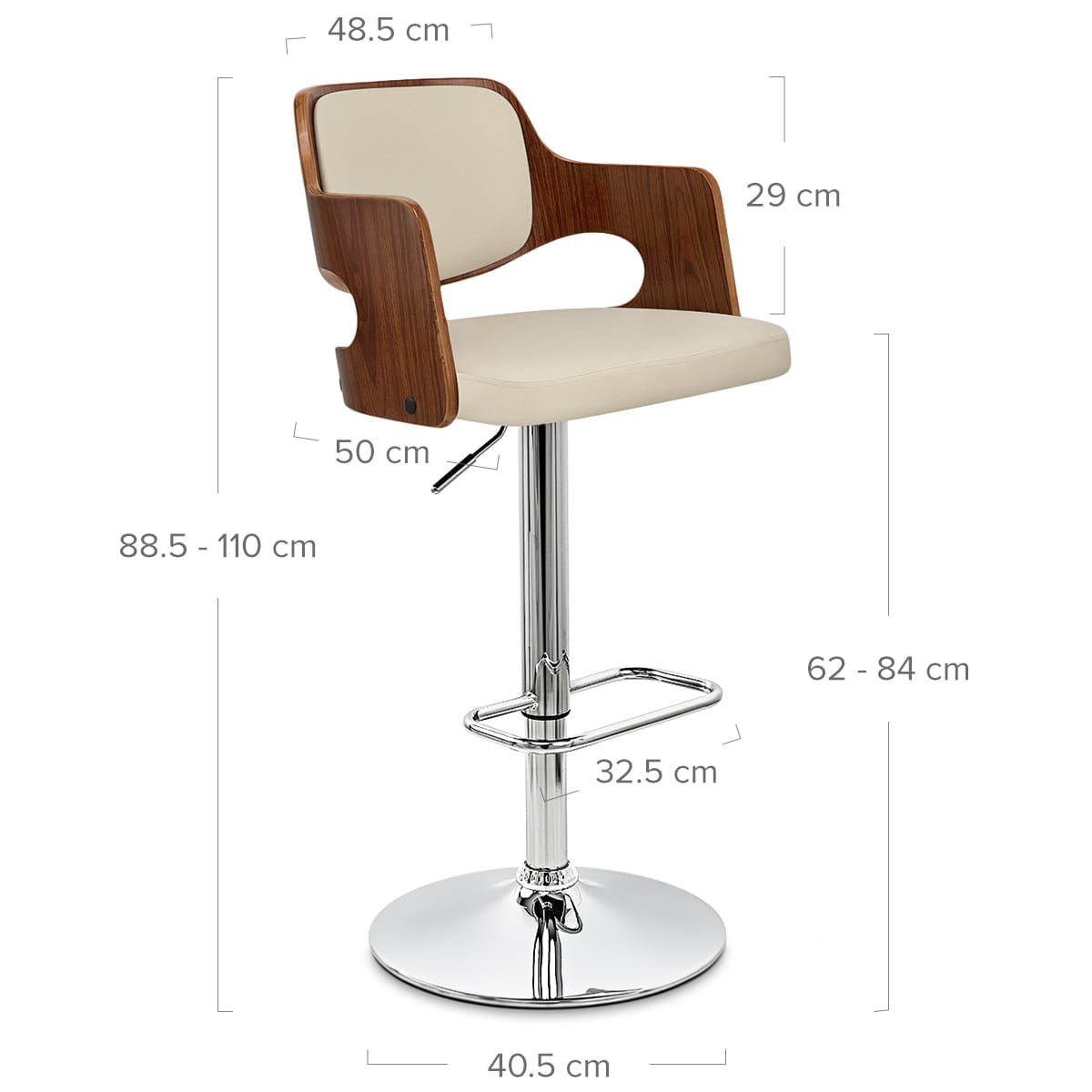 Taburete Madera Cromo - Amazona Crema