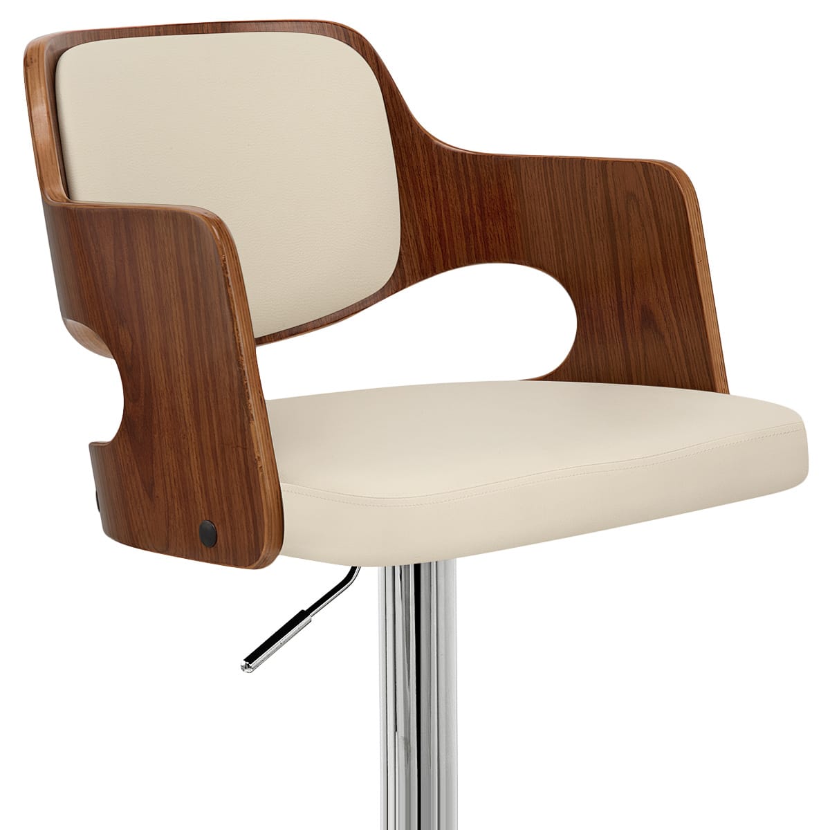 Taburete Madera Cromo - Amazona Crema