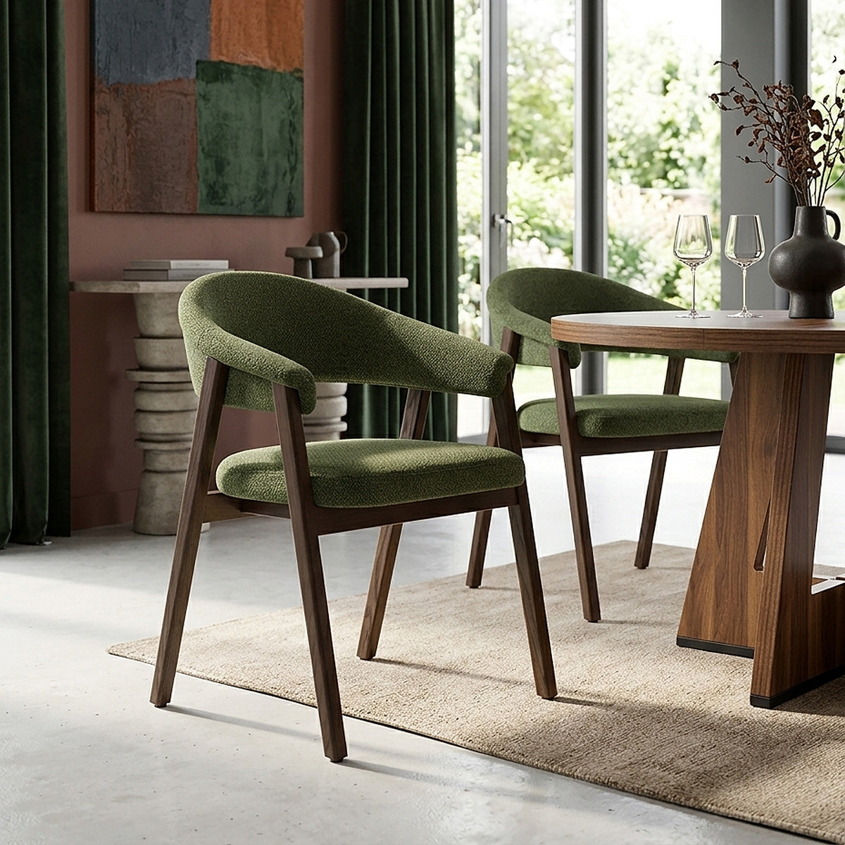 Silla Tela Roble Oscuro - Amber Verde