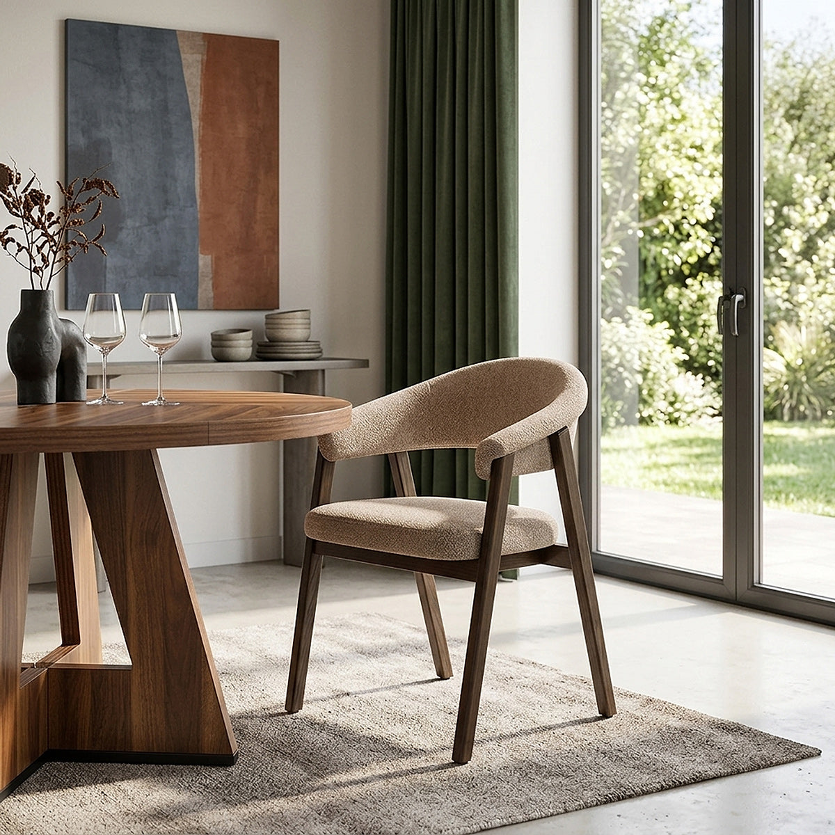 Silla Tela Roble Oscuro - Amber Gris Pardo