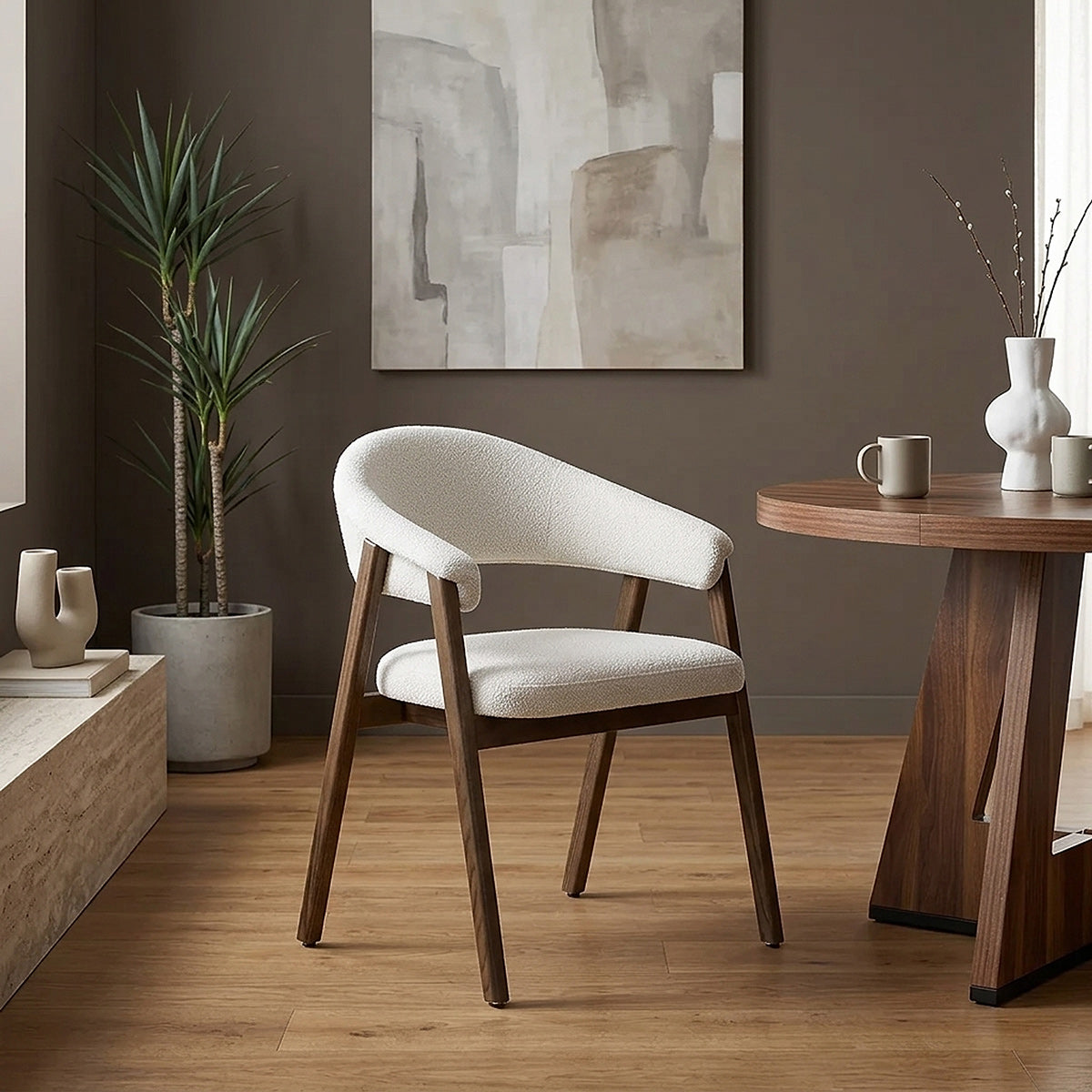 Silla Tela Roble - Amber Crema