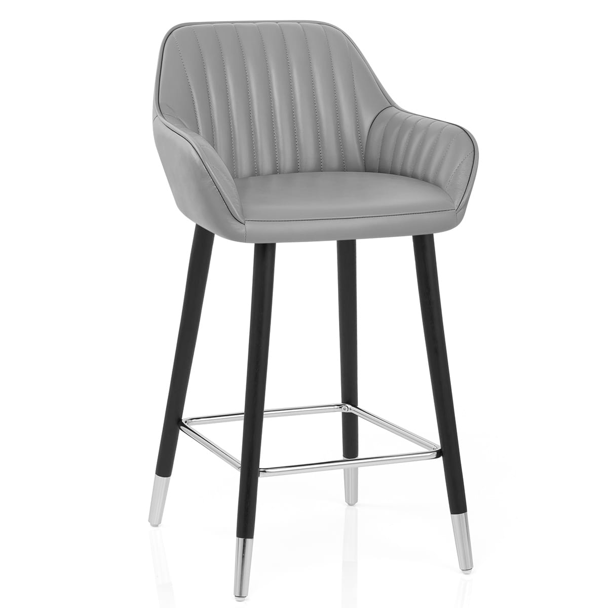 Taburete Cuero Real - Apres Grande Gris