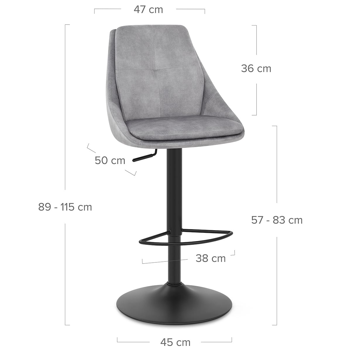 Taburete Terciopelo - Aria Gris