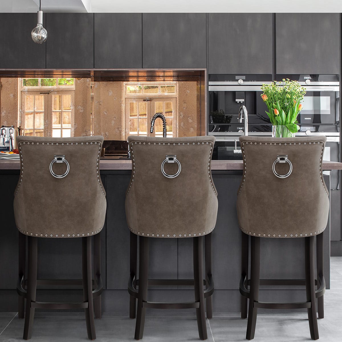 Taburete Polipiel Madera - Ascot Marrón