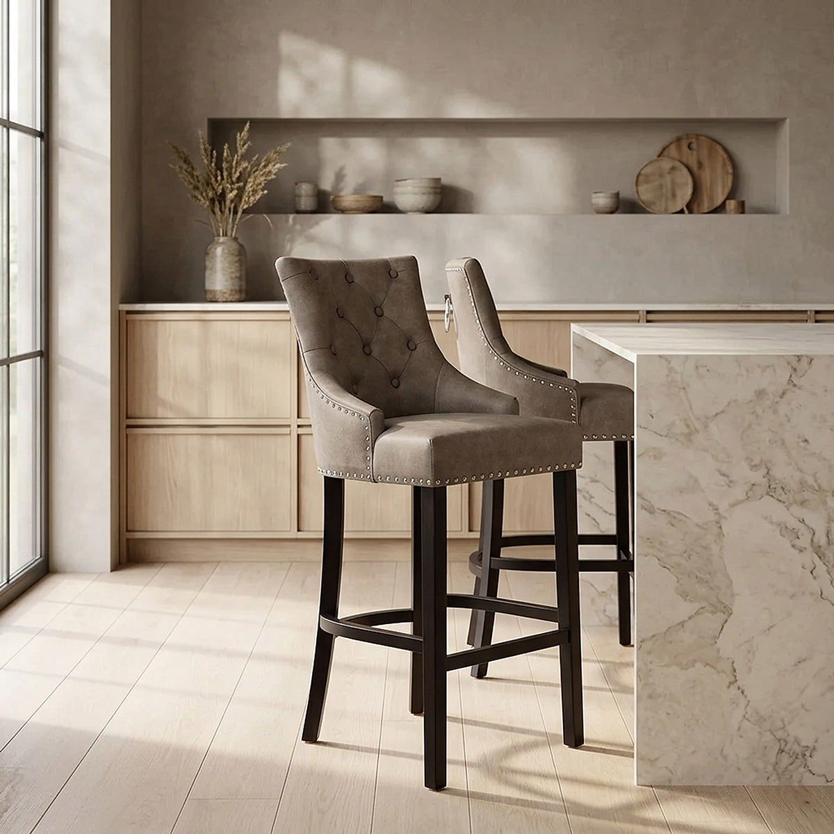 Taburete Polipiel Madera - Ascot Marrón