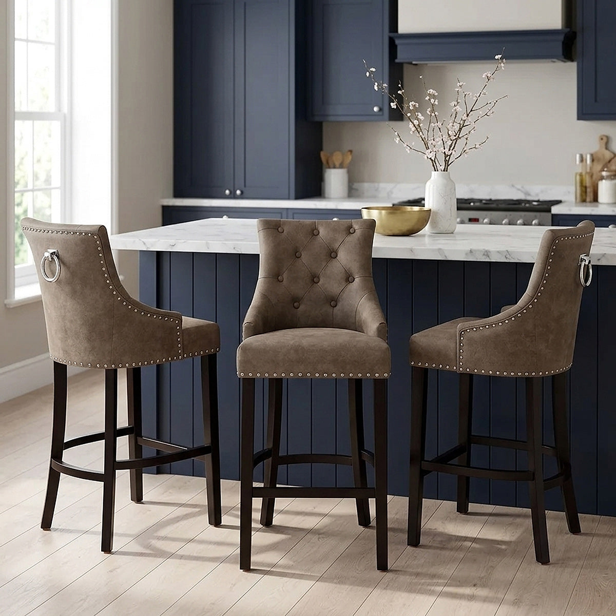 Taburete Polipiel Madera - Ascot Marrón