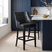 Taburete Cuero Regenerado - Ascot Negro