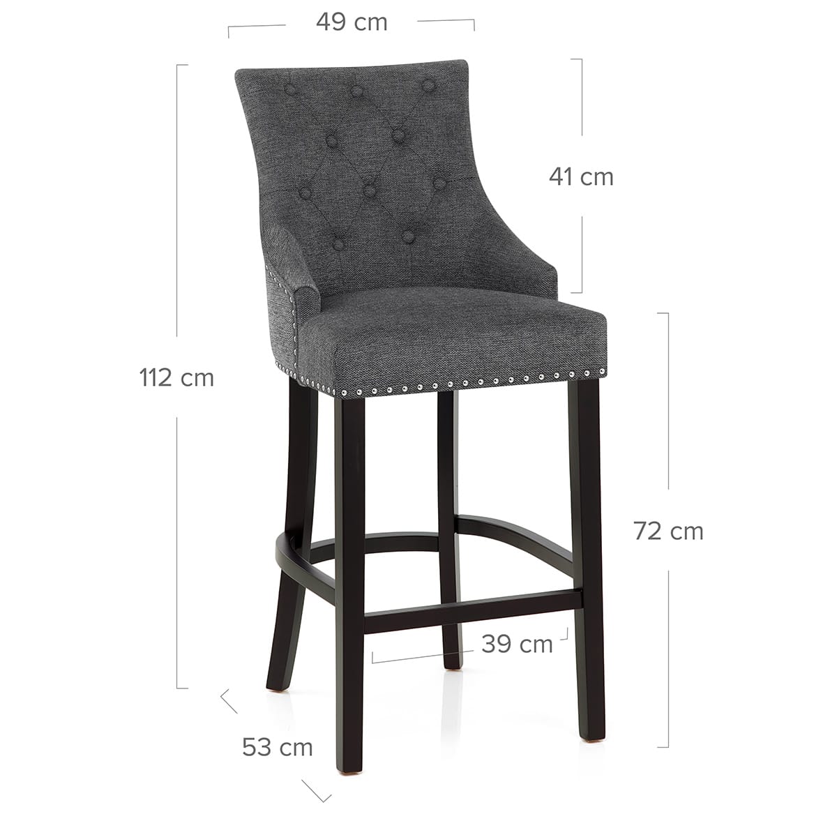 Taburete Madera Tela - Ascot Gris Oscuro