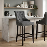 Taburete Madera Tela - Ascot Gris Oscuro