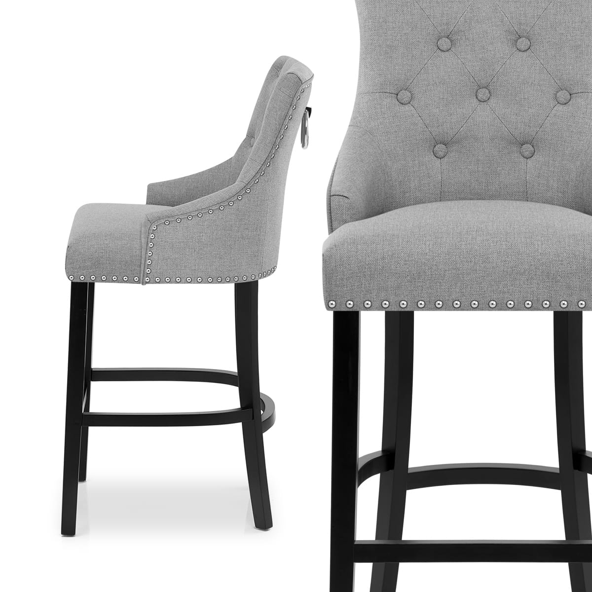 Taburete Madera Tela - Ascot Gris