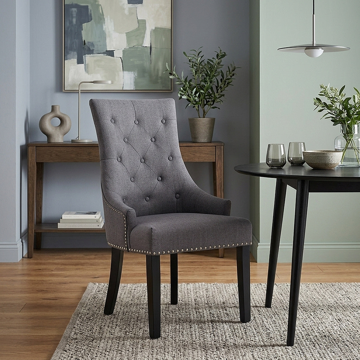 Silla Madera Tela - Ascot Gris Oscuro
