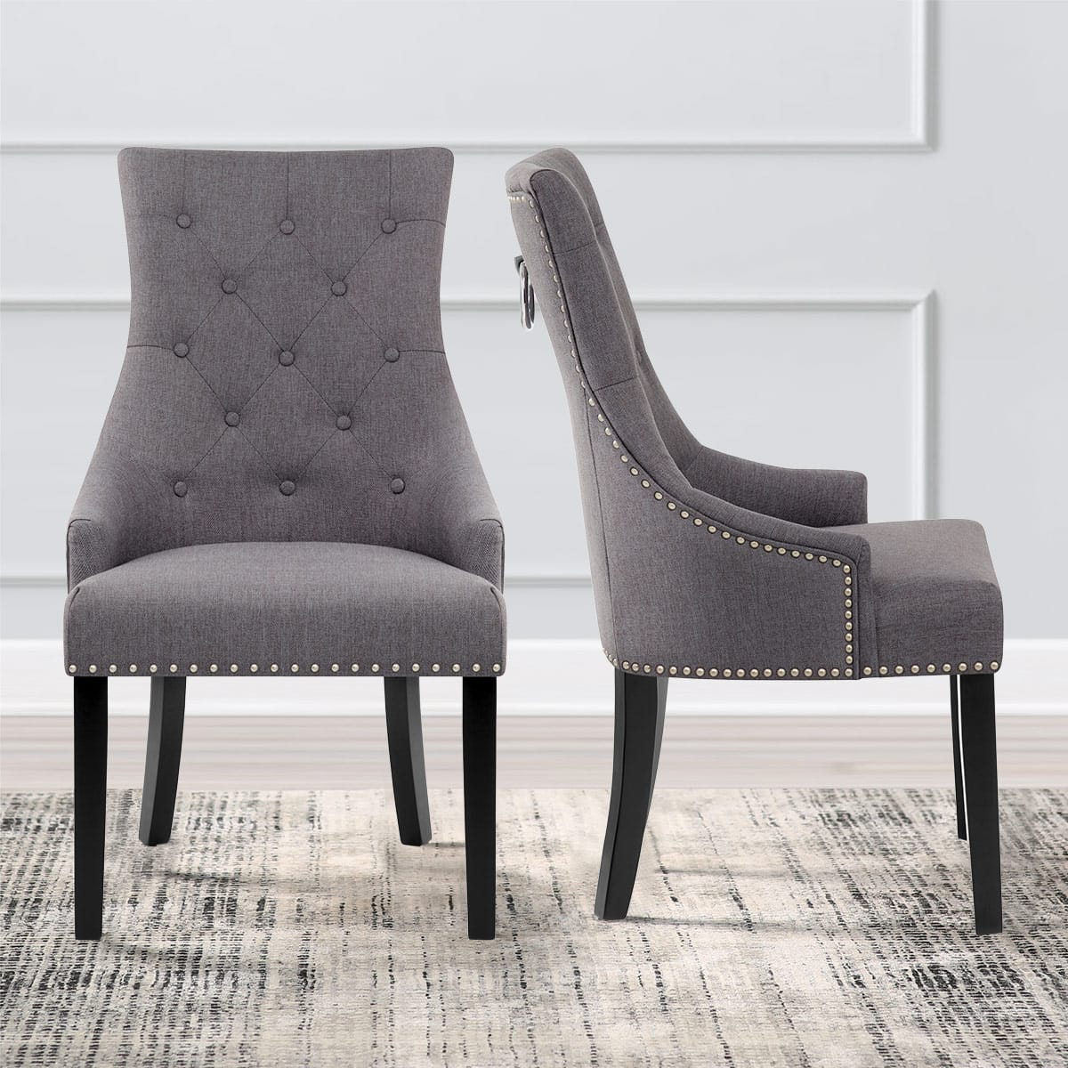 Silla Madera Tela - Ascot Gris Oscuro
