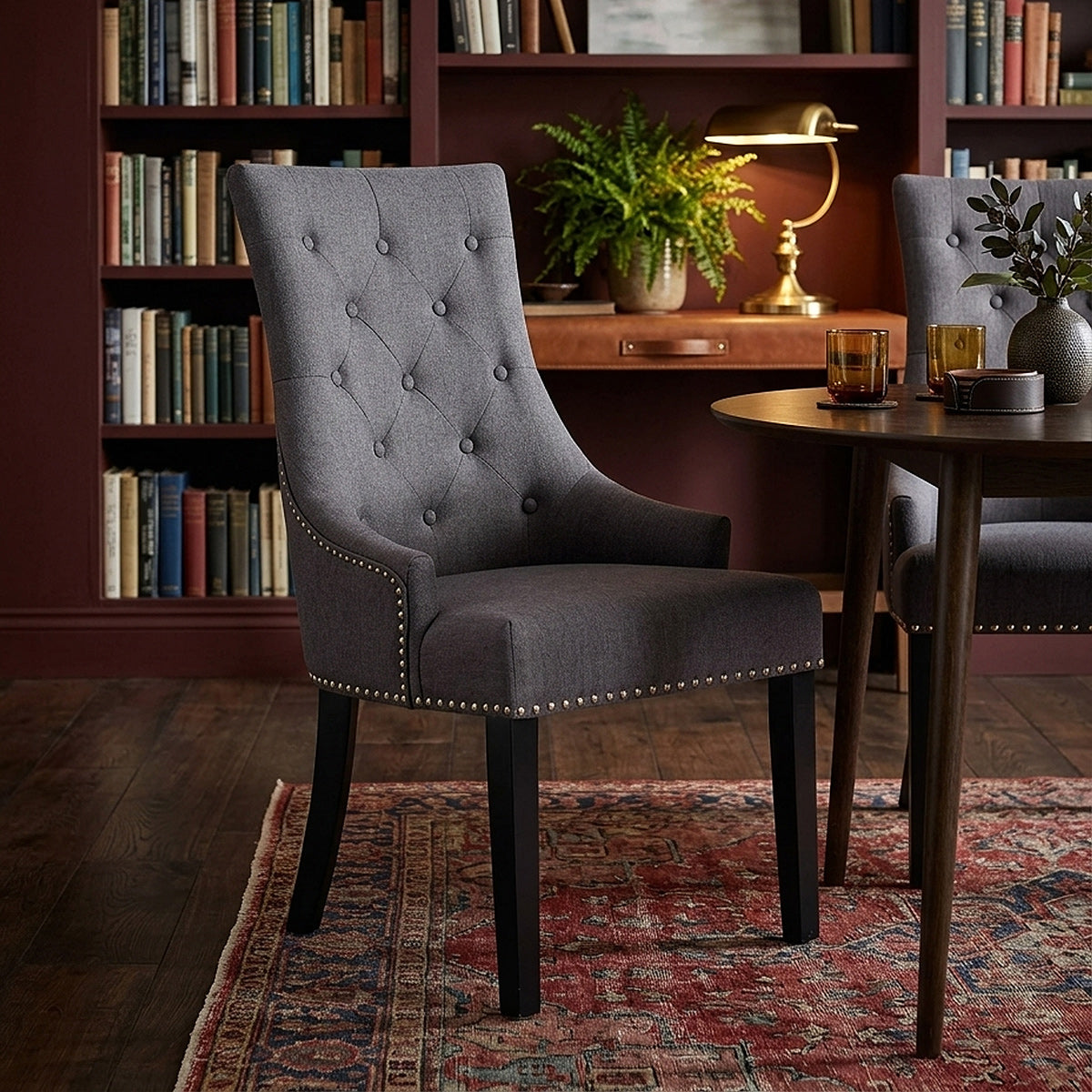 Silla Madera Tela - Ascot Gris Oscuro