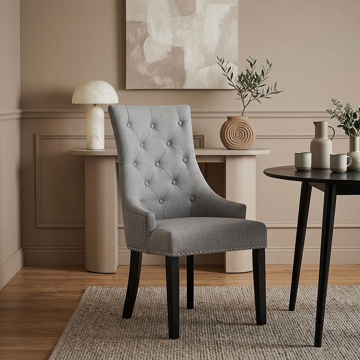 Silla Madera Tela - Ascot Gris