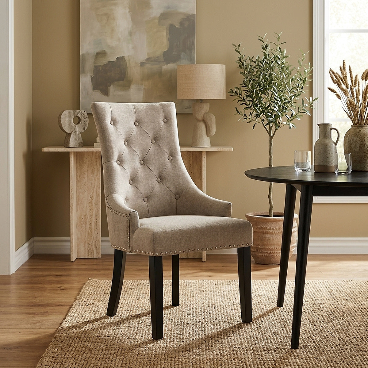 Silla Madera Tela - Ascot Gris Pardo