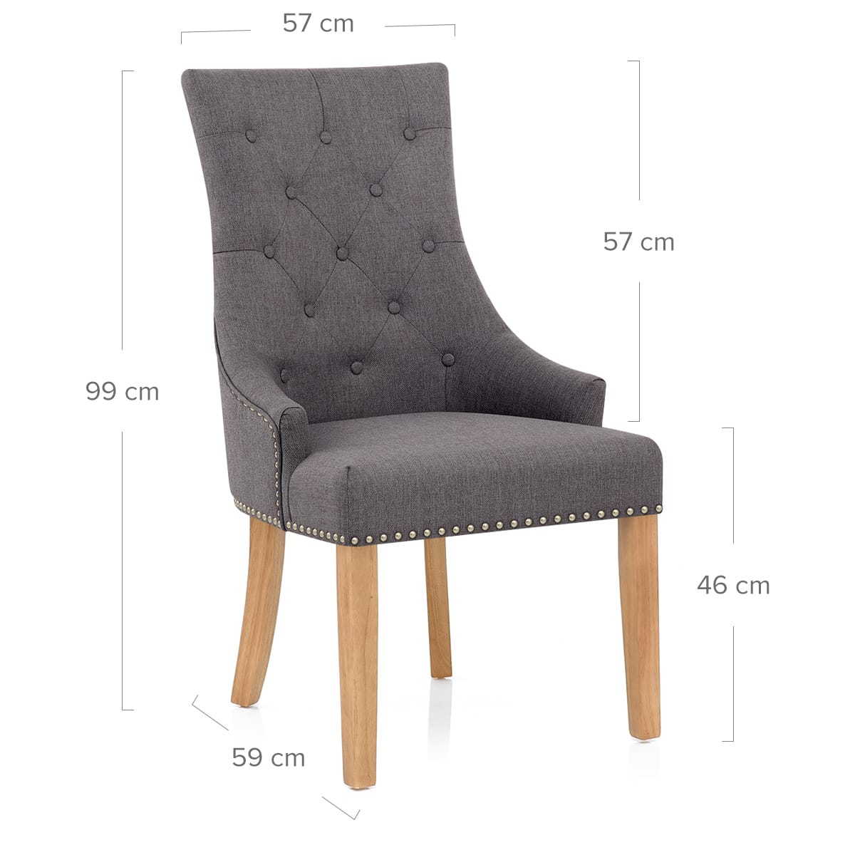 Silla Tela Roble - Ascot Gris Oscuro
