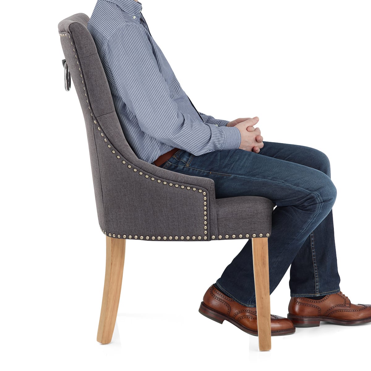 Silla Tela Roble - Ascot Gris Oscuro