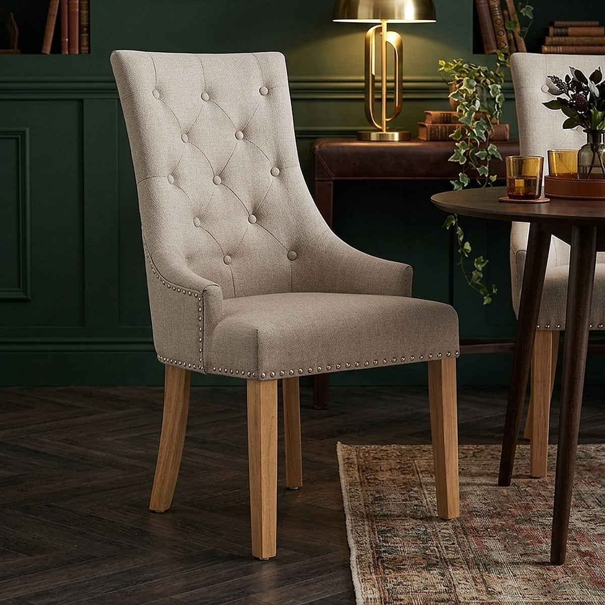 Silla Tela Roble - Ascot Gris Pardo
