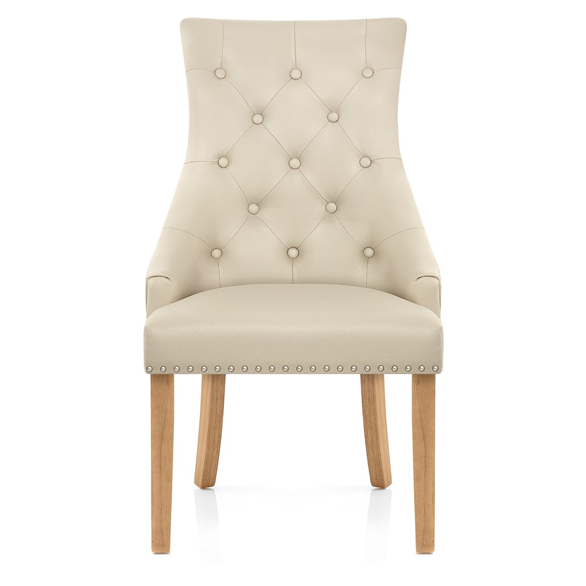Silla Cuero Regenerado Roble - Ascot Crema
