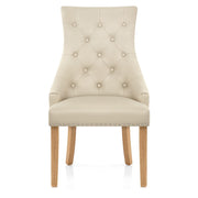 Silla Cuero Regenerado Roble - Ascot Crema