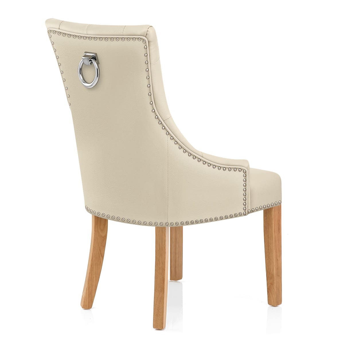 Silla Cuero Regenerado Roble - Ascot Crema