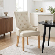 Silla Cuero Regenerado Roble - Ascot Crema