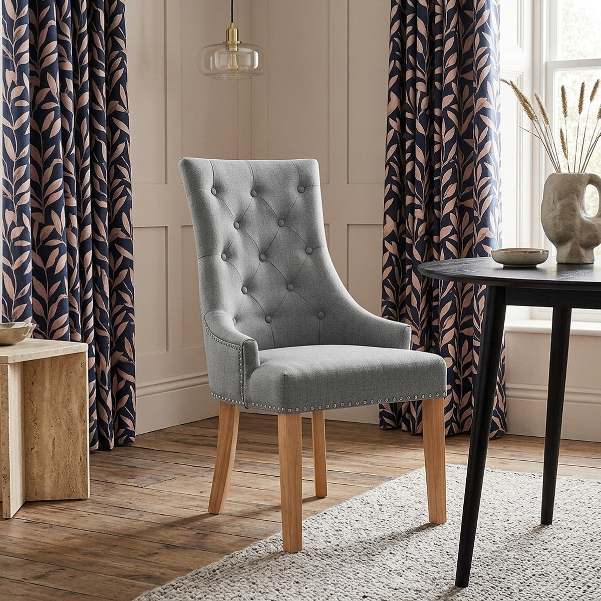 Silla Tela Roble - Ascot Gris