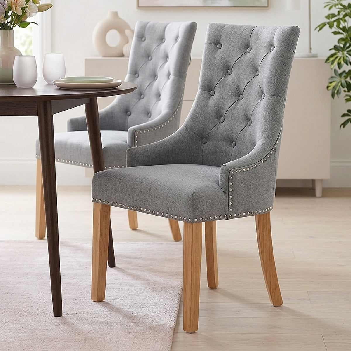 Silla Tela Roble - Ascot Gris