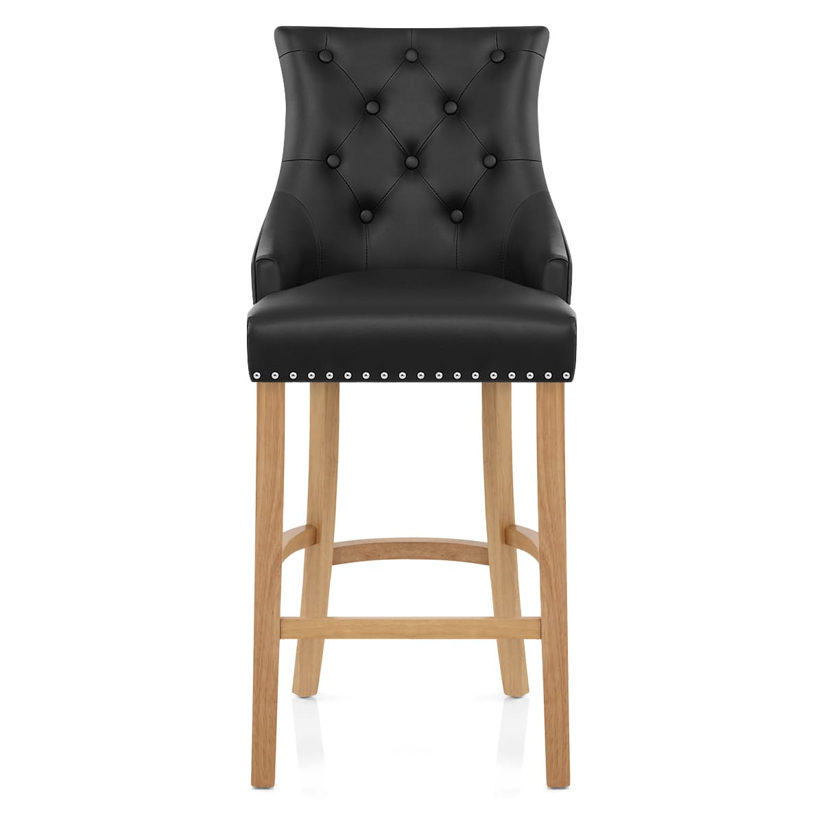 Taburete Cuero Regenerado Roble - Ascot Negro
