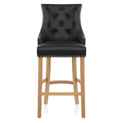 Taburete Cuero Regenerado Roble - Ascot Negro