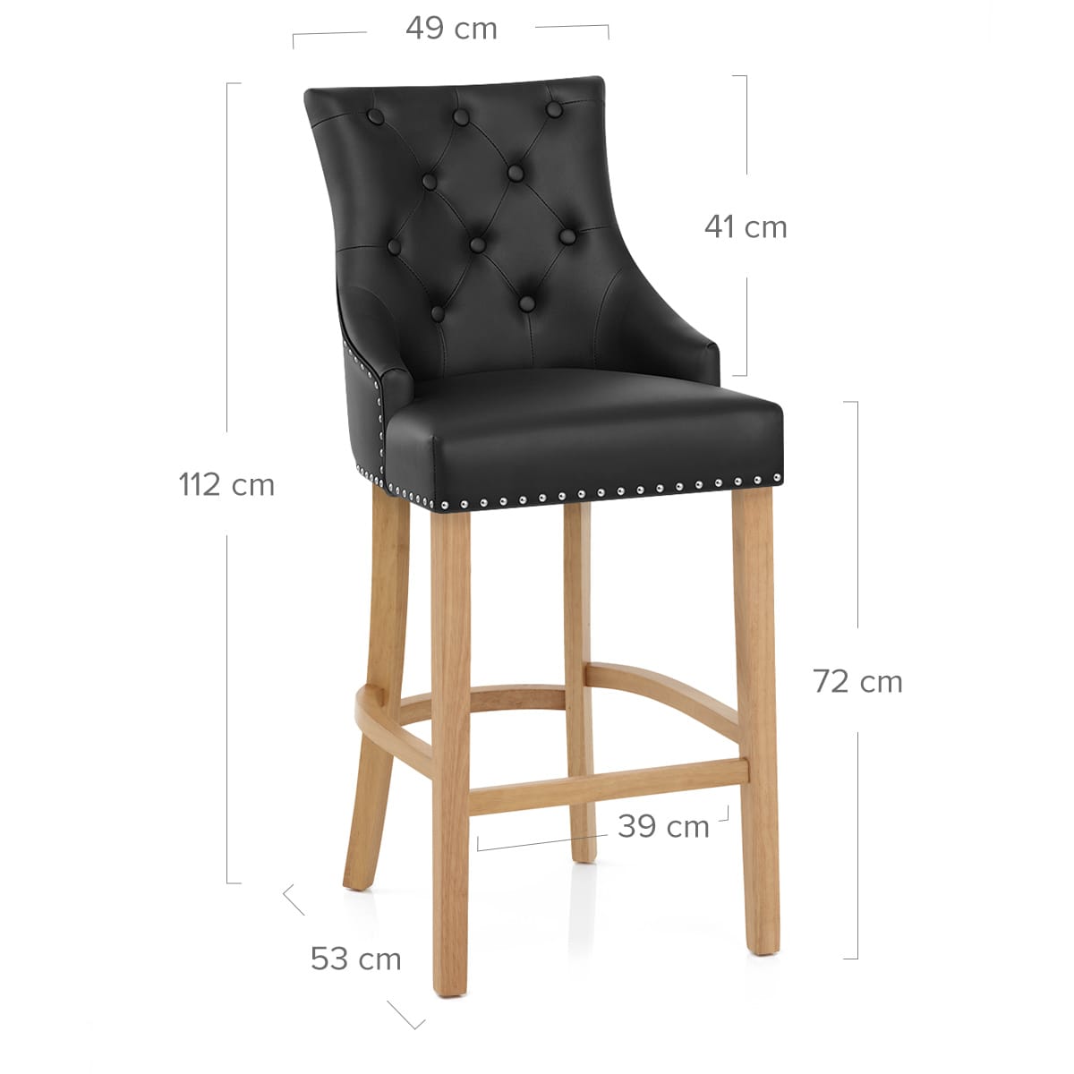 Taburete Cuero Regenerado Roble - Ascot Negro