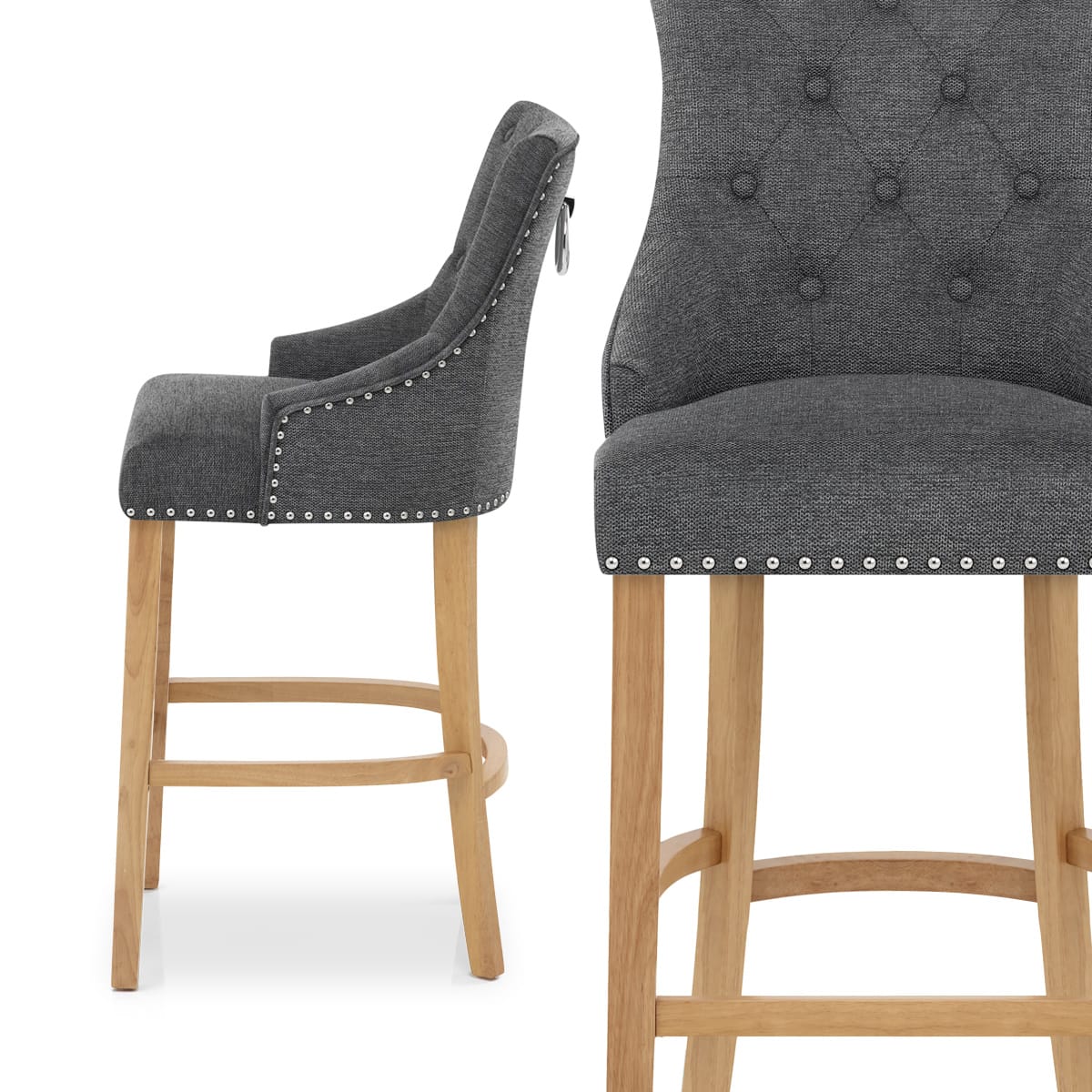 Taburete Tela Roble - Ascot Gris Oscuro