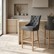 Taburete Tela Roble - Ascot Gris Oscuro