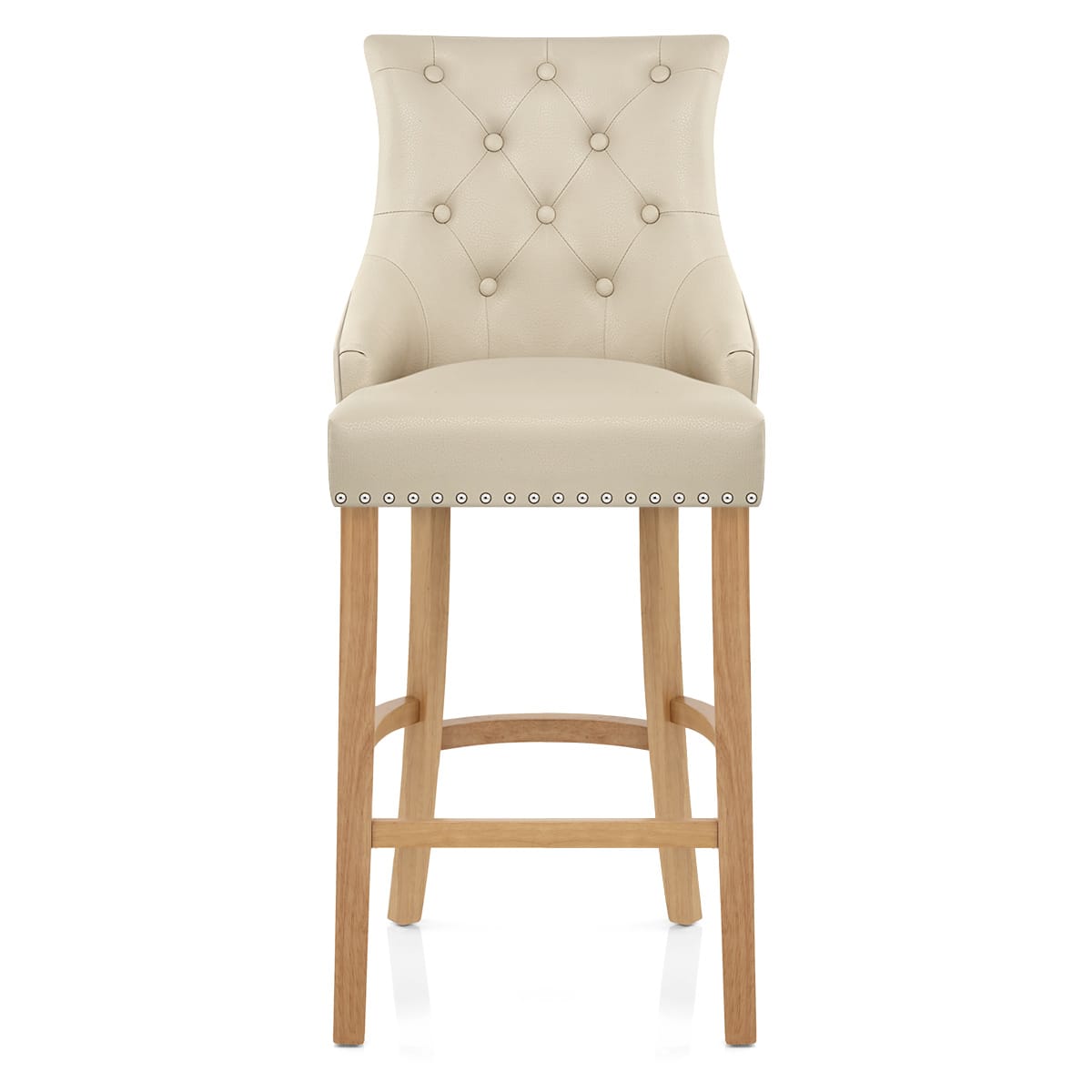 Taburete Cuero Regenerado Roble - Ascot Crema