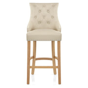 Taburete Cuero Regenerado Roble - Ascot Crema