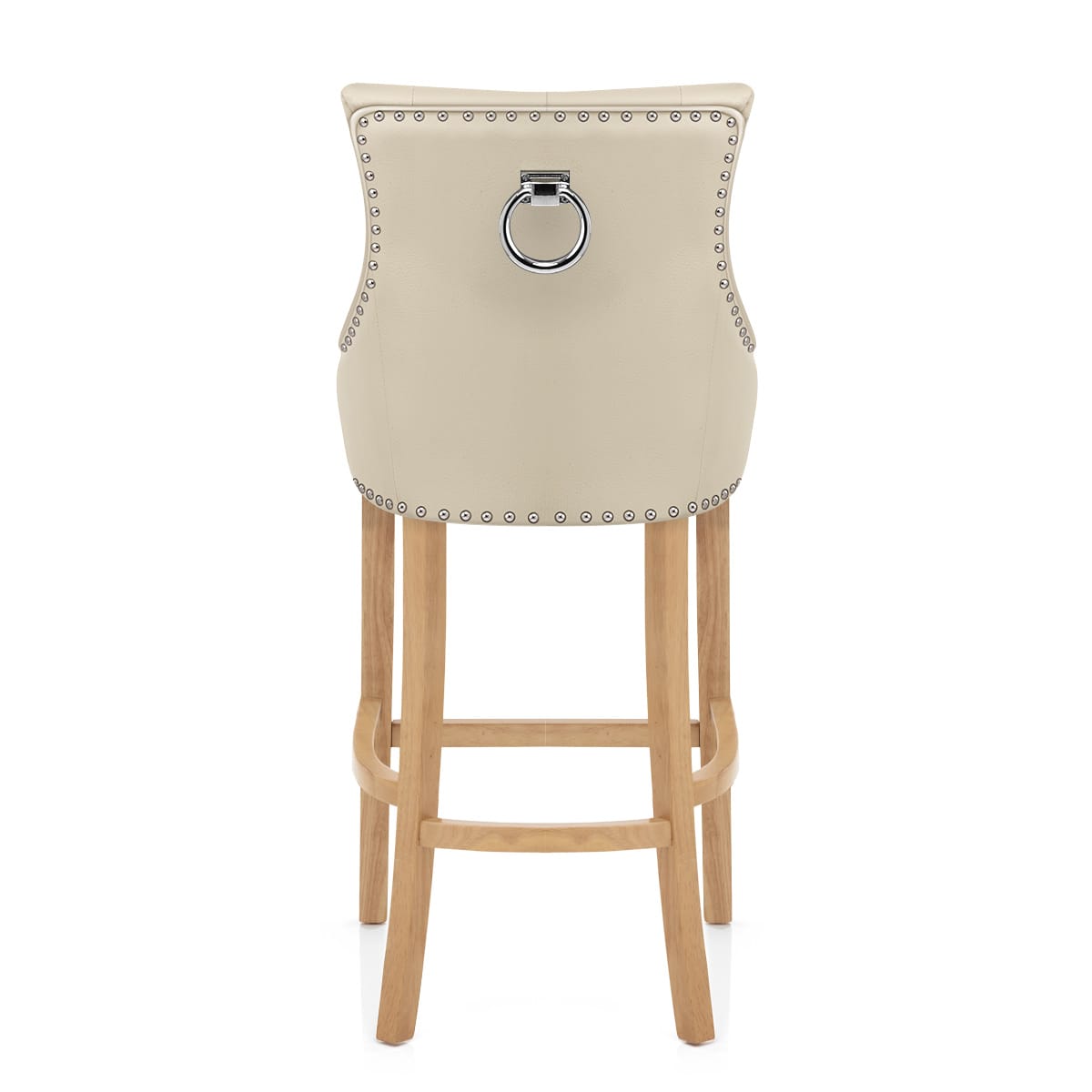 Taburete Cuero Regenerado Roble - Ascot Crema