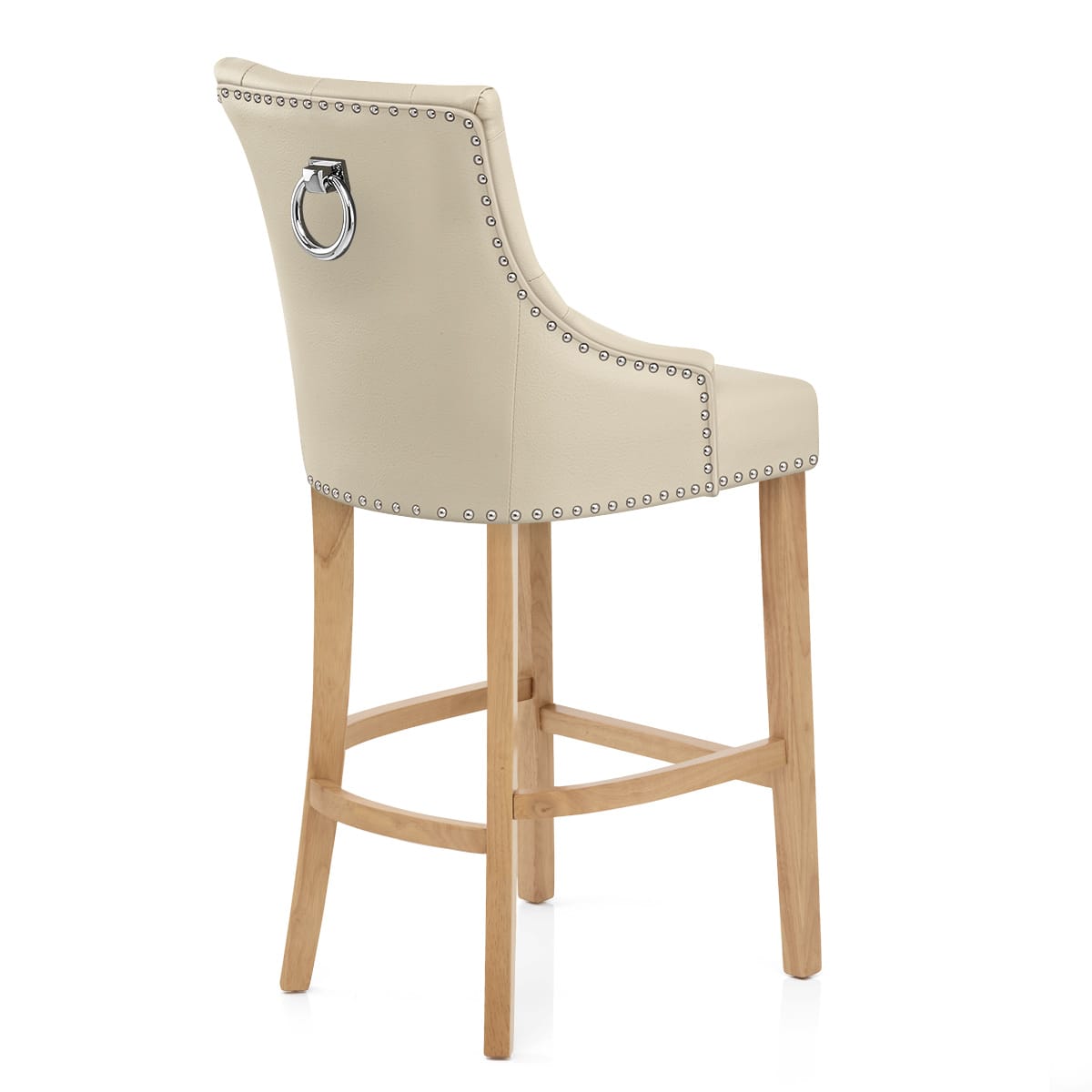 Taburete Cuero Regenerado Roble - Ascot Crema