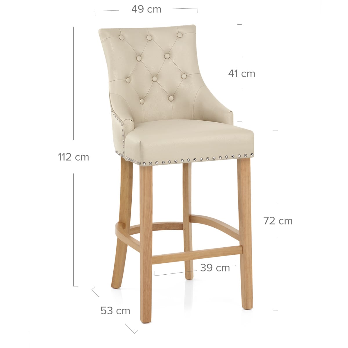 Taburete Cuero Regenerado Roble - Ascot Crema