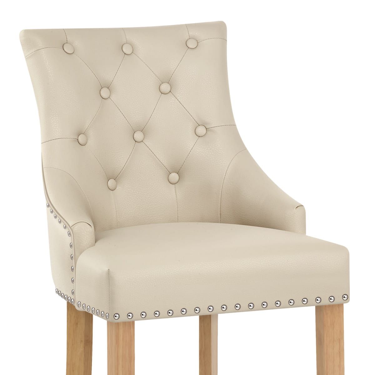 Taburete Cuero Regenerado Roble - Ascot Crema