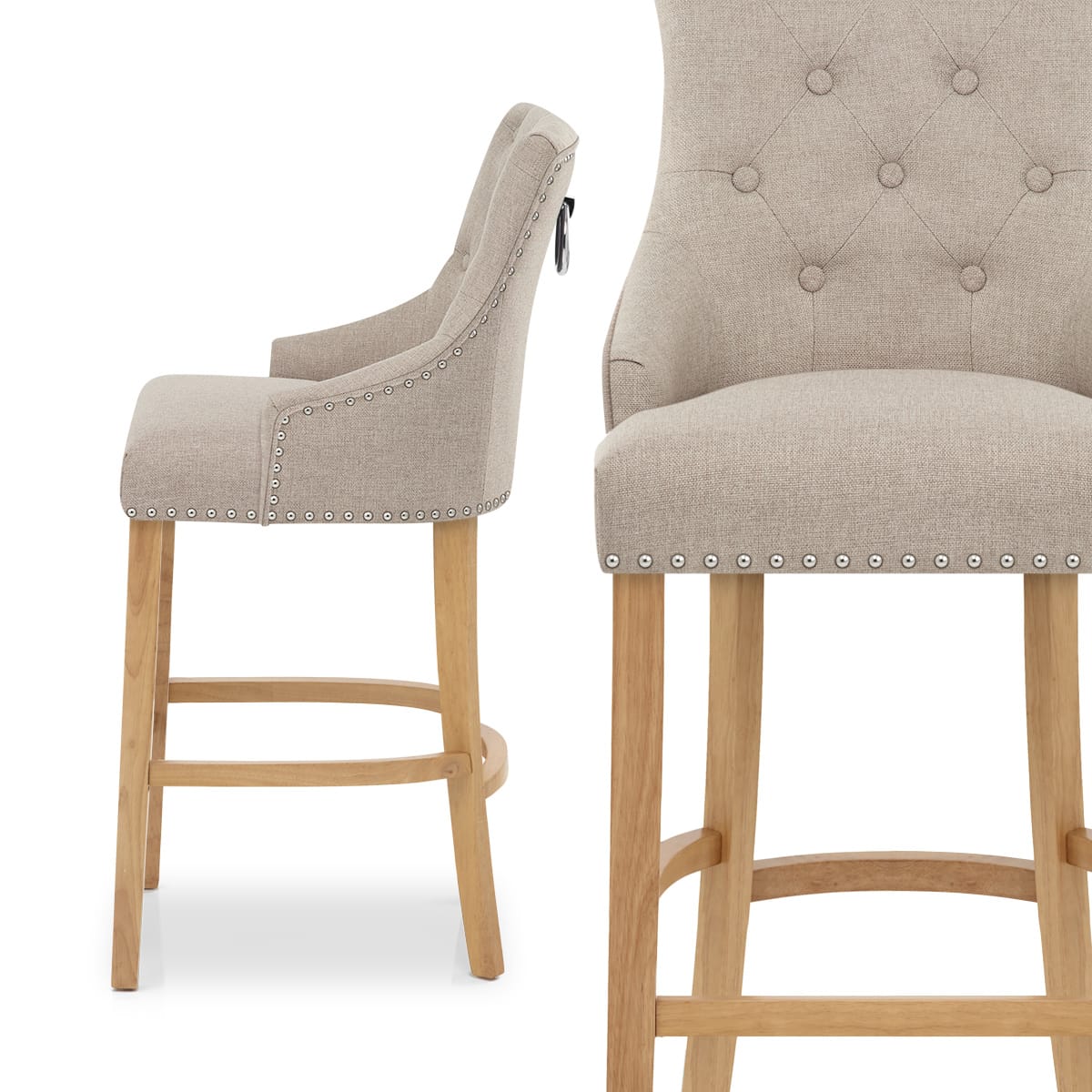 Taburete Tela Roble - Ascot Gris Pardo