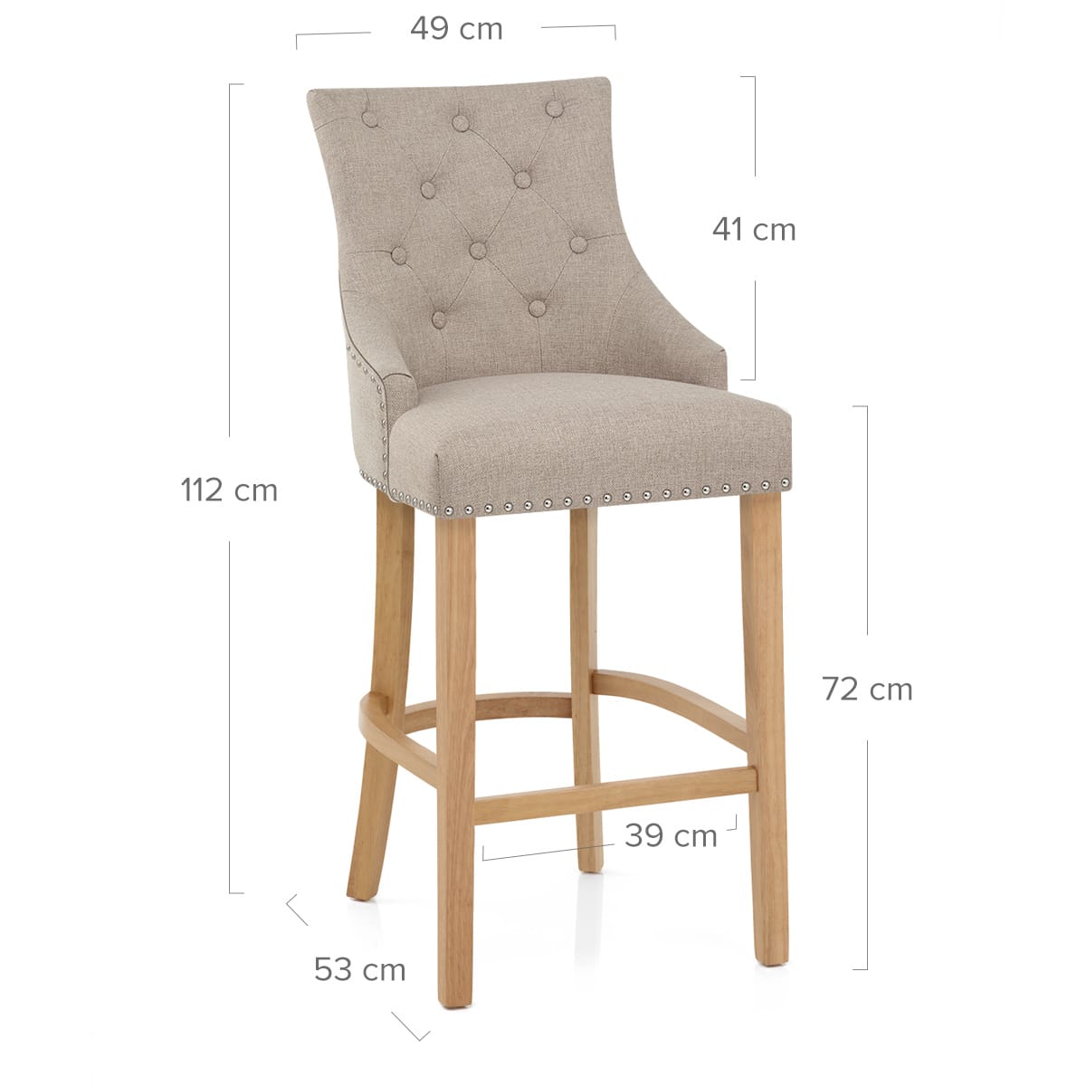 Taburete Tela Roble - Ascot Gris Pardo