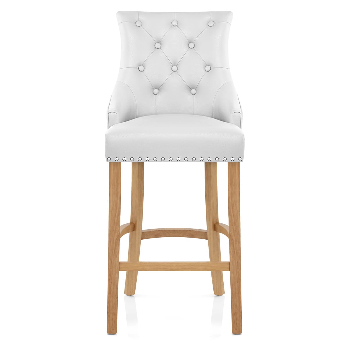 Taburete Cuero Regenerado Roble - Ascot Blanco