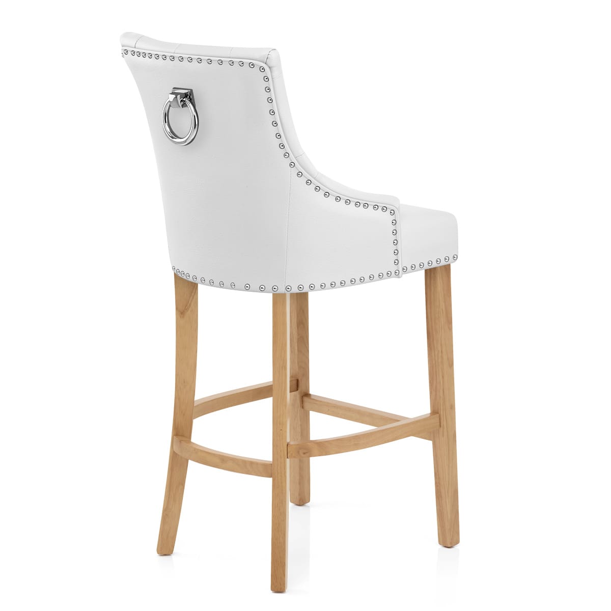 Taburete Cuero Regenerado Roble - Ascot Blanco