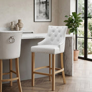 Taburete Cuero Regenerado Roble - Ascot Blanco