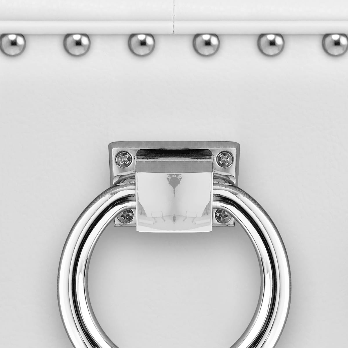 Taburete Cuero Regenerado Roble - Ascot Blanco