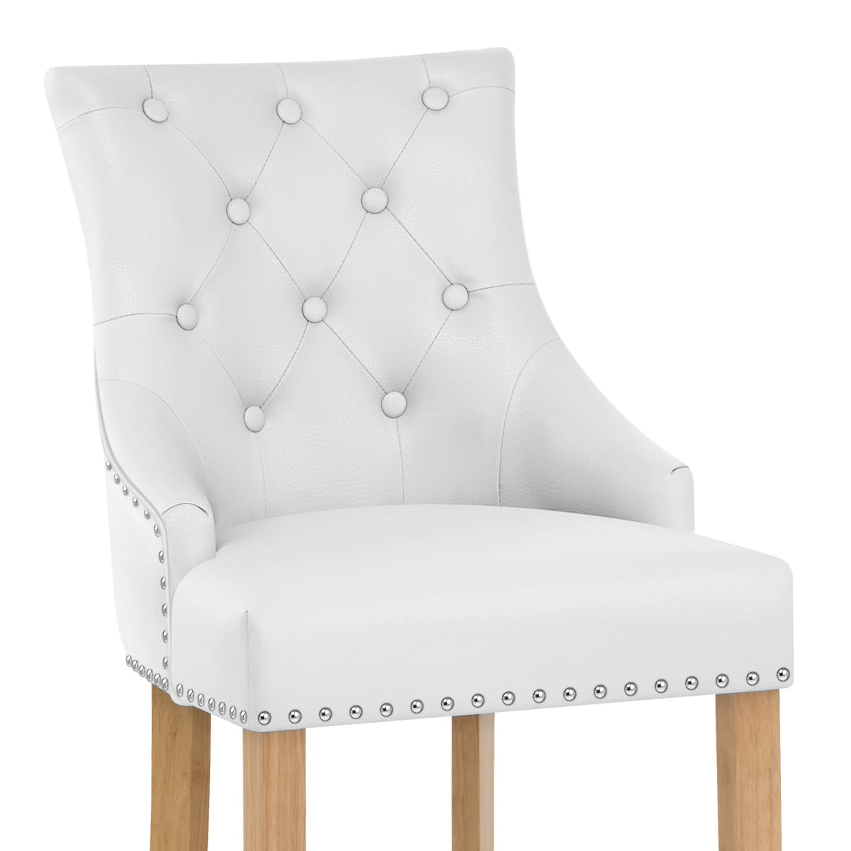 Taburete Cuero Regenerado Roble - Ascot Blanco