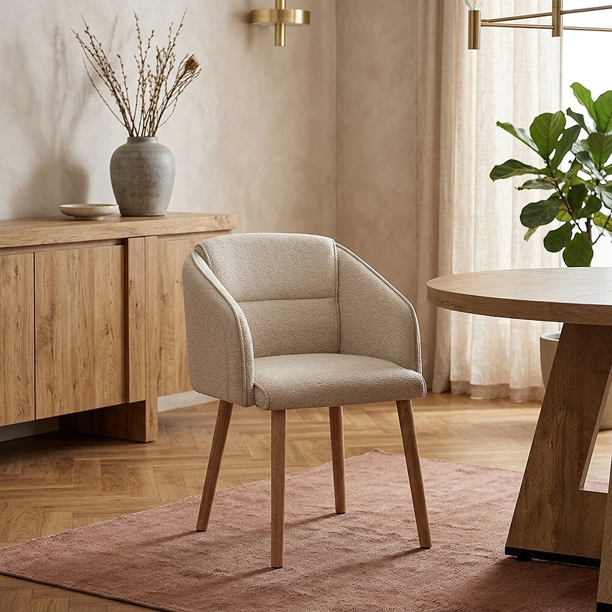 Silla Tela Madera - Asti Crema